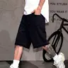 Men's Loose Fit Vintage Shorts, Y2K Street Style Streetwear, Cotton Material, Plain, Slant Pocket Design, Summer Wear, Relaxed Fit, Trendy and Versatile, Menswear