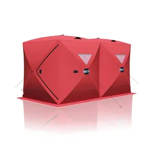Insulated Pop-Up Ice Fishing Tent for 4-6 People – Durable 210D Quilted Oxford Fabric – Portable, Weatherproof Shelter with Air Vents, PVC Windows & Door – Easy Setup – Large 68 Sq Ft Fishable Area