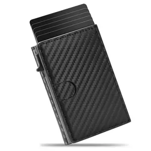Mens Slim Wallet Card Holder - Pop-up Leather Smart Wallet for Men, RFID Blocking, Minimalist, 9-14 Card Capacity | ID Window | Cash Slot, Pefect Gift
