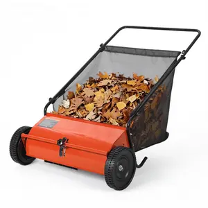 COZONY 26" Push Lawn Sweeper, Walk Behind Leaf Collector with 4 Brushes, 7 Cu.Ft. Hopper for Yard Patio