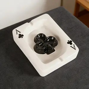 Creative Ceramic Playing Card Ashtray - Simple & Stylish Design - Perfect Gift for Home Use - Adds Elegance to Any Space