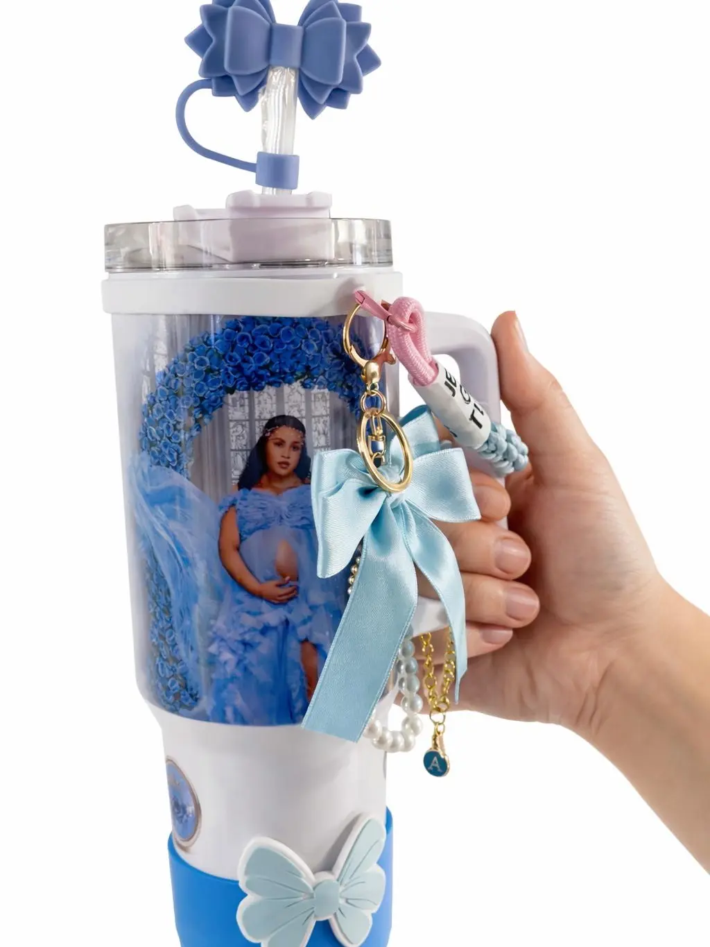 40oz Stainless Steel Water Bottle with Straw – Custom Festive Bear Design, Glass Cup Tumbler, Reusable, Leakproof & BPA Free