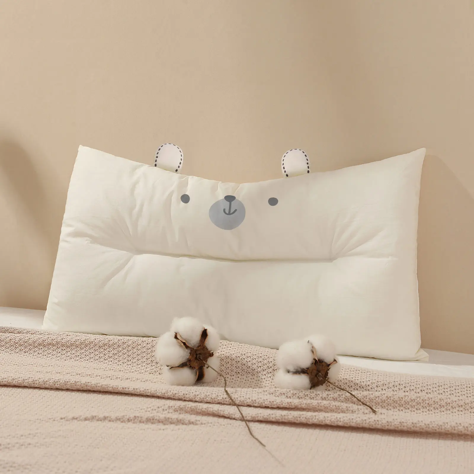 Choc Chick Toddler Pillow for Sleep Training, 20x14 Inches Kids Pillow, Cute Bear Shape Soft Child Pillow, Machine Washable & Breathable Cotton Pillow for Sleeping