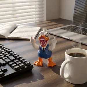 1pc Duck Statue with Middle Finger Gesture, Resin Figurine Statue, Home Decor Item, Desktop Ornament, Office Decoration, Gift Idea, Unique Housewarming Present