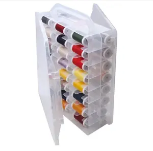 46 Grids Sewing Organizer, Double Sided Thread Box Storage, Portable Clear Plastic Organizer Box for Embroidery and Sewing Threads, Embroidery Floss, Crafts, Small Toys (Clear) Compartment Tool