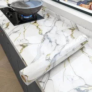 Marble Contact Paper Waterproof Kitchen Countertop Sticker Self Adhesive Vinyl Wrap Removable Cabinet Shelf Liner Renovation Decor Decoration Decorative