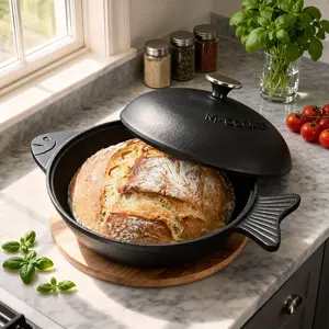 6.4 Quart Enameled Cast Iron Dutch Oven with Lid – Dual Handles – Oven Safe up to 500° F or on Stovetop - Use to Marinate, Cook, Bake, Refrigerate and Serve pots and pans set butter bell TiktokShopBlackFriday