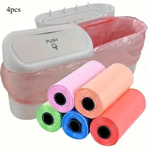 Disposable Garbage Bag, 4 Rolls Mini Garbage Bag, Waterproof Garbage Bag for Car & Office Can, Durable Compact Storage Solution