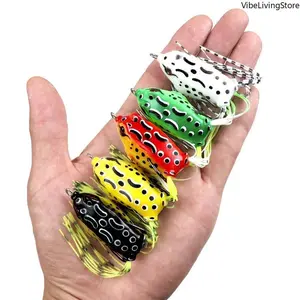 Floating Fishing Frog Lure, Double-Hook Upturned Soft Artificial Bait for Snakehead Fish