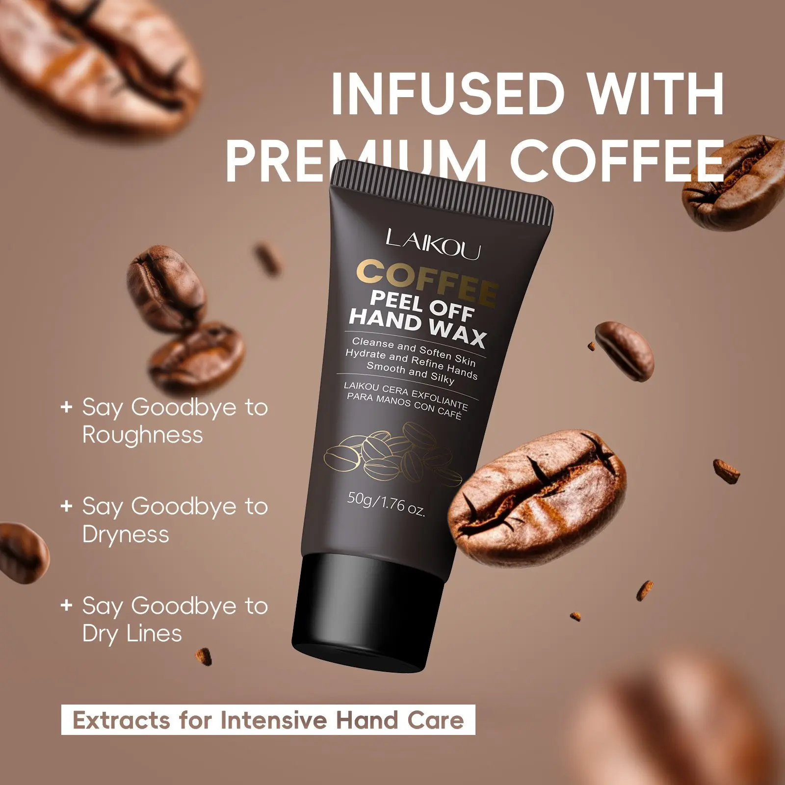 Coffee Peel Off Hand Mask 50g , Exfoliating Hand Wax for Dead Skin Removal , Deep Cleansing, Hydrating & Moisturizing Hand Treatment , Smooth Soft Hands , Travel Size Portable Jar, Moisturize, Hydrate