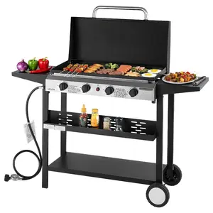 VEVOR Gas Griddle, 4 - Burner Flat Top Grill, 36 inch Grill Plate Foldable Propane Griddle with Wheels, 60000 BTU Outdoor Flat Top Grills for Pan - Frying, Grilling, Stir - Frying, BBQ, Pulse IgnitionVEVOR Super Brand Day