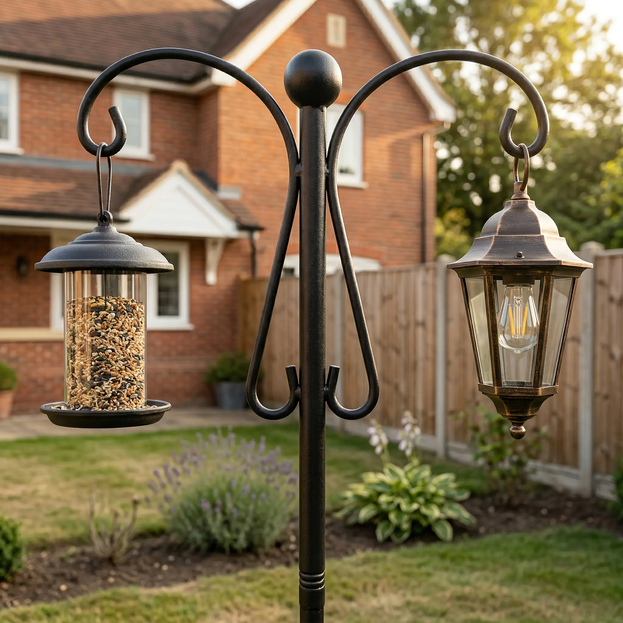 Heavy-Duty Metal Outdoor Shepherd's Hook - 92 in Extra-Tall Oversized Detachable Multi-Use Hang Pole, Sleek Minimalist Bird Feeding Station, Metal Pole Resists Wear, Wedding Decor Garden Ornament