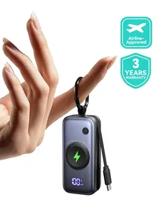 INIU P81 SnapGo Mini 5000mAh Power Bank with Built-in USB C Cable & Keychain for Apple Watch Ultra SE 2/3 Series iPhone Air 8 ~ 17 Airpods Series 20W Fast Charging Lightweight LED Display Portable Charger EDC Travel Battery Pack Phone Charger Perfect Gift