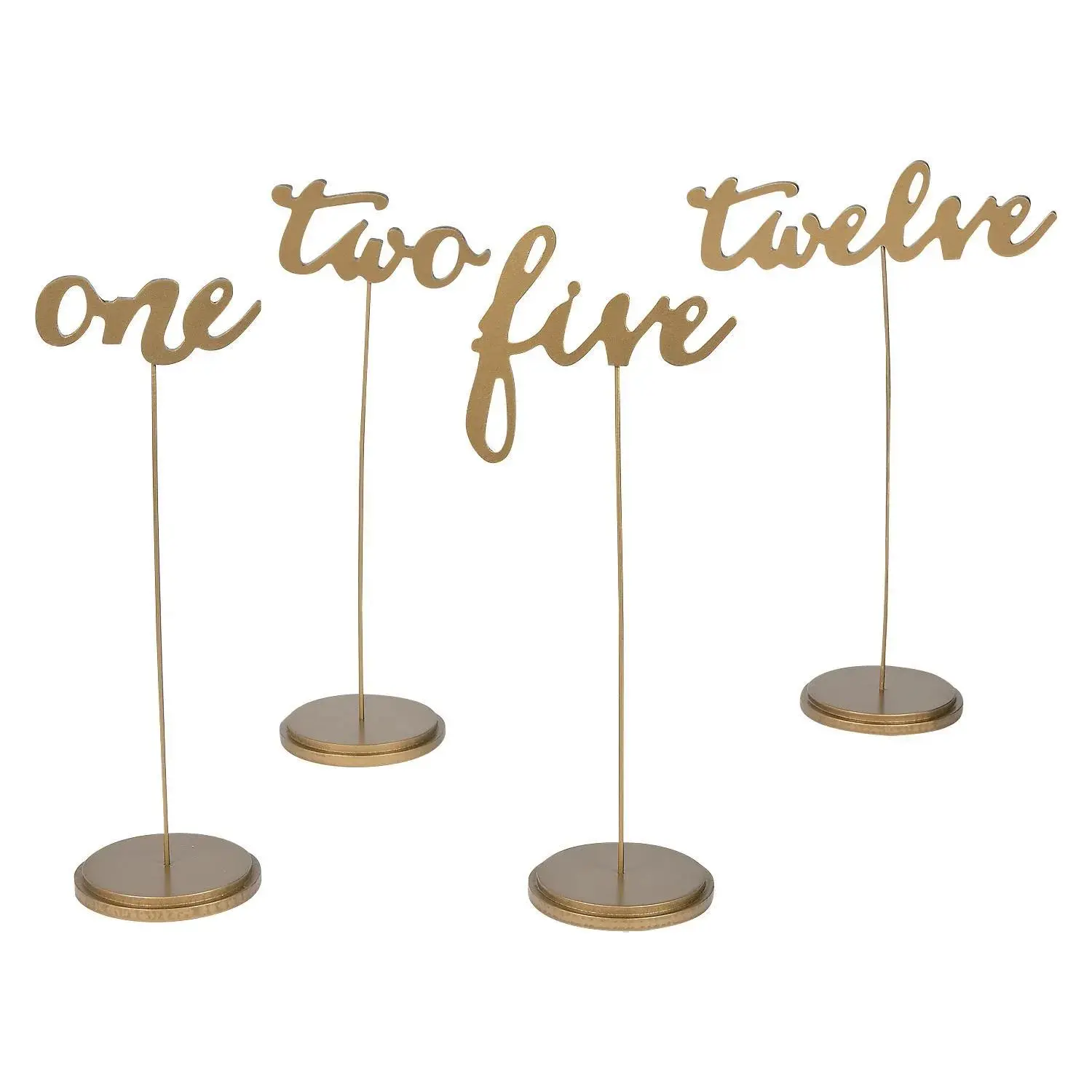 1 - 12 Gold Calligraphy Table Numbers - 12 Pc.