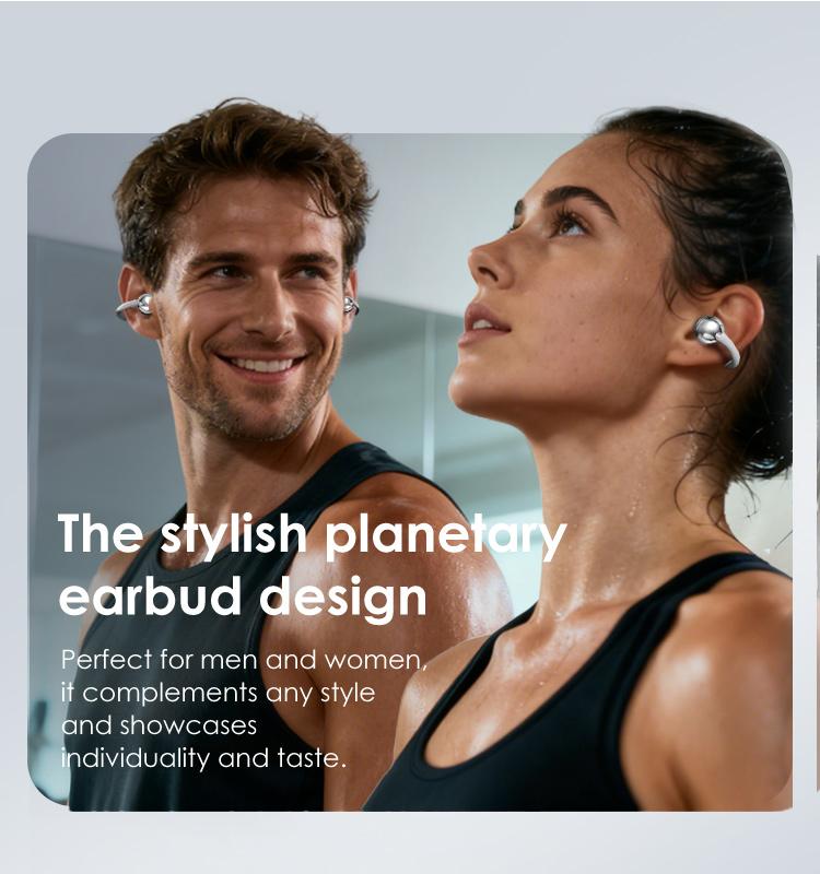 Multi-color Digital Display Clip-on Open Ear Wireless Bluetooth 6.0 Headphones with Audios, Mic, 50H Playtime, ENC, IPX5 Waterproof, Next-gen Comfort for Small Ears & Fitness Runs, Headset, Long Play