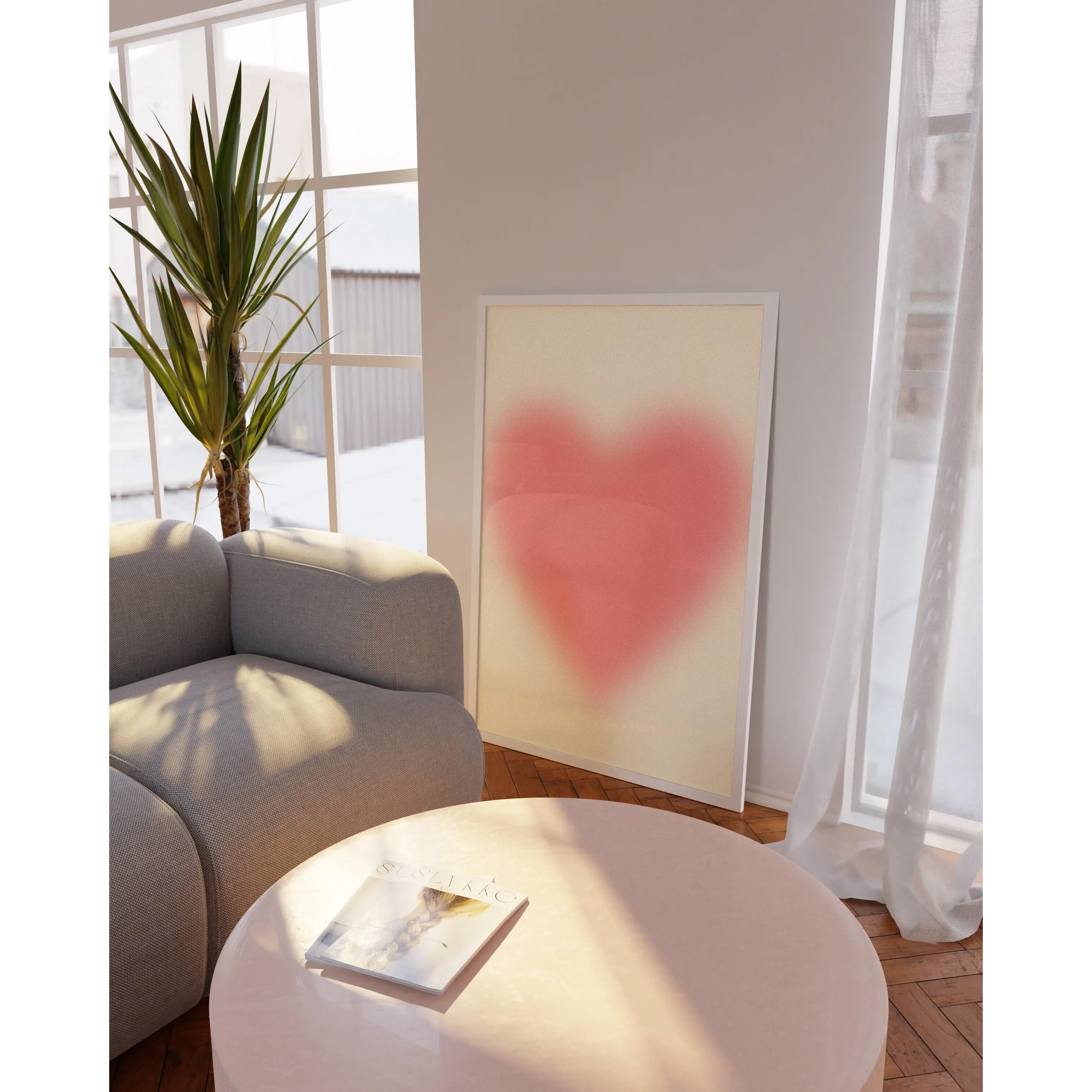 Heart Wall Art Poster, Gift for Her, Aesthetic Wall Decor, Heart Poster, Girl Wall Art, Pink Wall Decor, Love Poster, Love Wall Art, Trendy Poster
