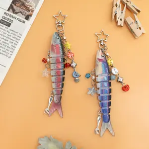 Unique Fish Keychain, Fishing Lovers Artistic Bait Keyring, Articulated Design Fish Charm with Beaded Detail, Lifelike Lure Keychain for Purse Luggage, Good Luck Aesthetic Fish Bag Ornament Charm, Kawaii Keychain Style Fashion Gift Decor