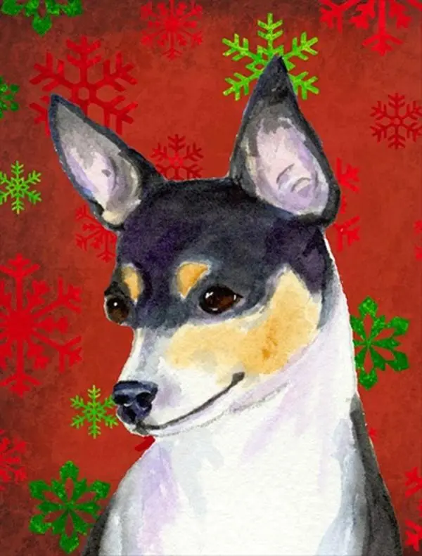 Chihuahua Red And Green Snowflakes Holiday Christmas Flag - Garden Size