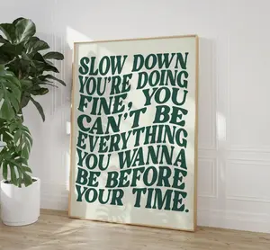 (No Frame) Vienna Song Lyrics Art, Slow Down You're Doing Fine Poster, Song Lyrics Print - Music Wall Art - Disco Pop 70s Poster - Pop Music Prints