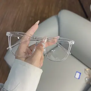 1pc Women's Square Frame Clear Plastic Glasses - Minimalist Full Rim Design, Blue Light Blocking PC Lens, Lightweight Durable Eyewear for Study, Home, & Activities, Study Companions, Fashionable Eyewear, Comfortable Wear