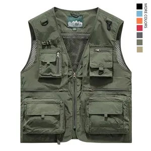 Made from 100% nylon, anti-static design ensures safety—men’s fashion quick-dry mesh casual outdoor multi-pocket fishing photography vest/work vest jacket with multiple pockets, suitable for outdoor activities
