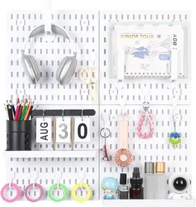 Pegboard Wall Organizer Kit  Heavy Duty 20lbs Load Bearing, Easy Installation, 4 Peg Board Panels 14 Accessories  Multi-Surface Use For Garage, Office, Kitchen & Crafts (White Pegboard,2424)