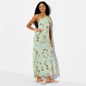 Women's Ruffle Maxi Empire Waist Dress - Wild Fable Green Floral S