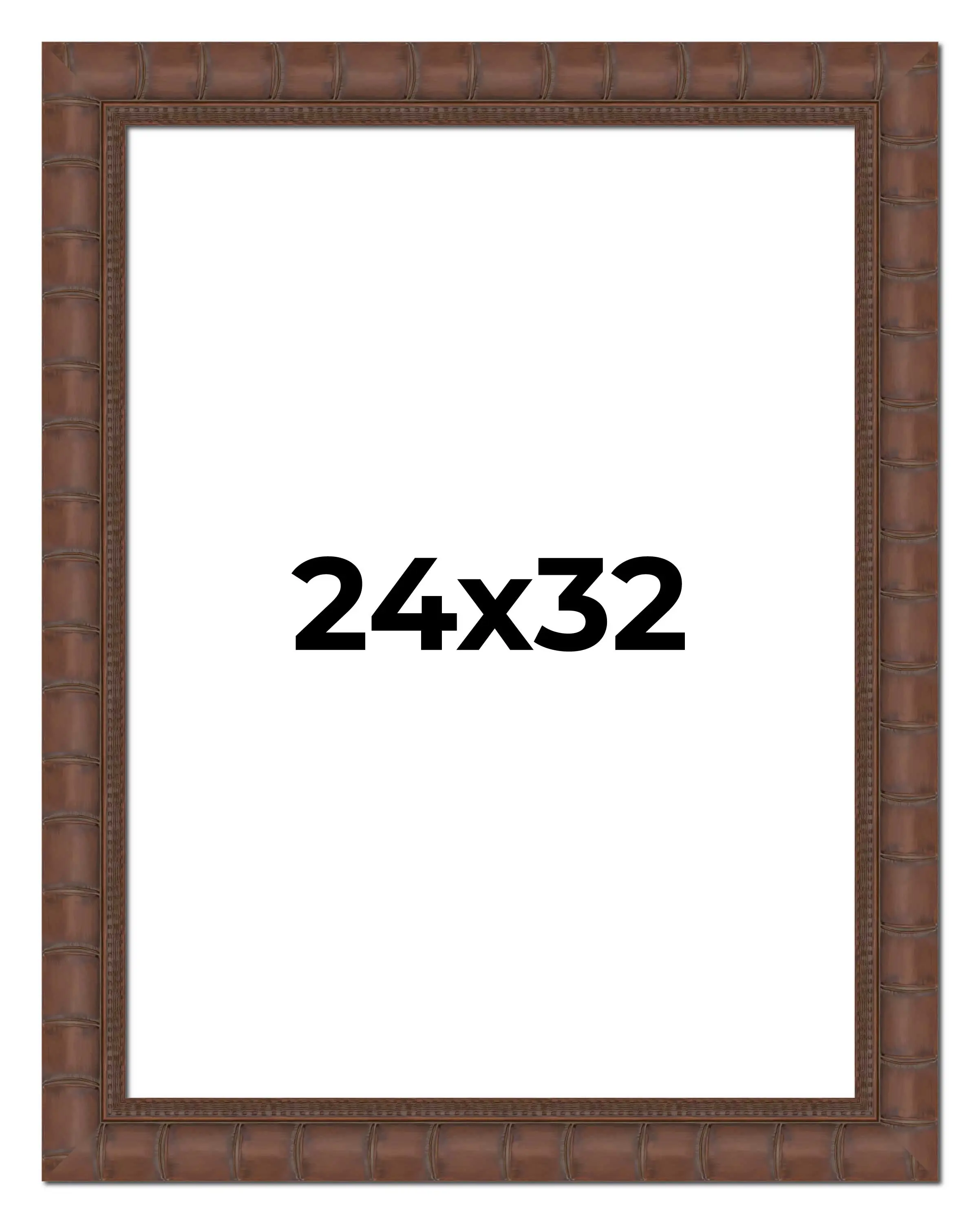 24x32 Brown Wide Bamboo Picture Frame - UV Acrylic, Foam Board Backing, Hanging Hardware