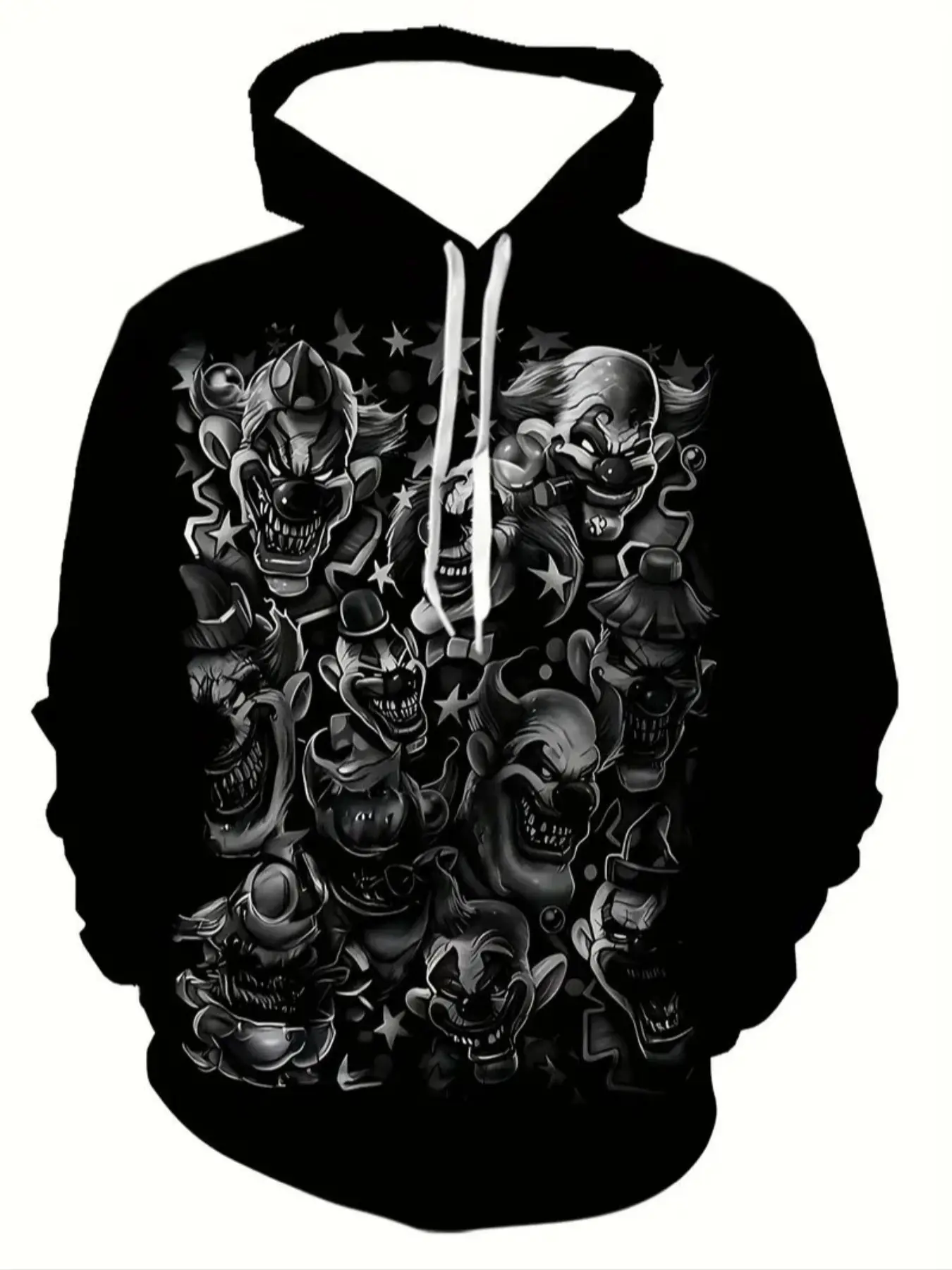 Men's Casual Hooded Sweatshirt, 3D Clown Graphic Design Pullover, Fitted Style for All Seasons, Streetwear Fashion, Funny Graphic Sweatshirt, Graphic Streetwear Clothing