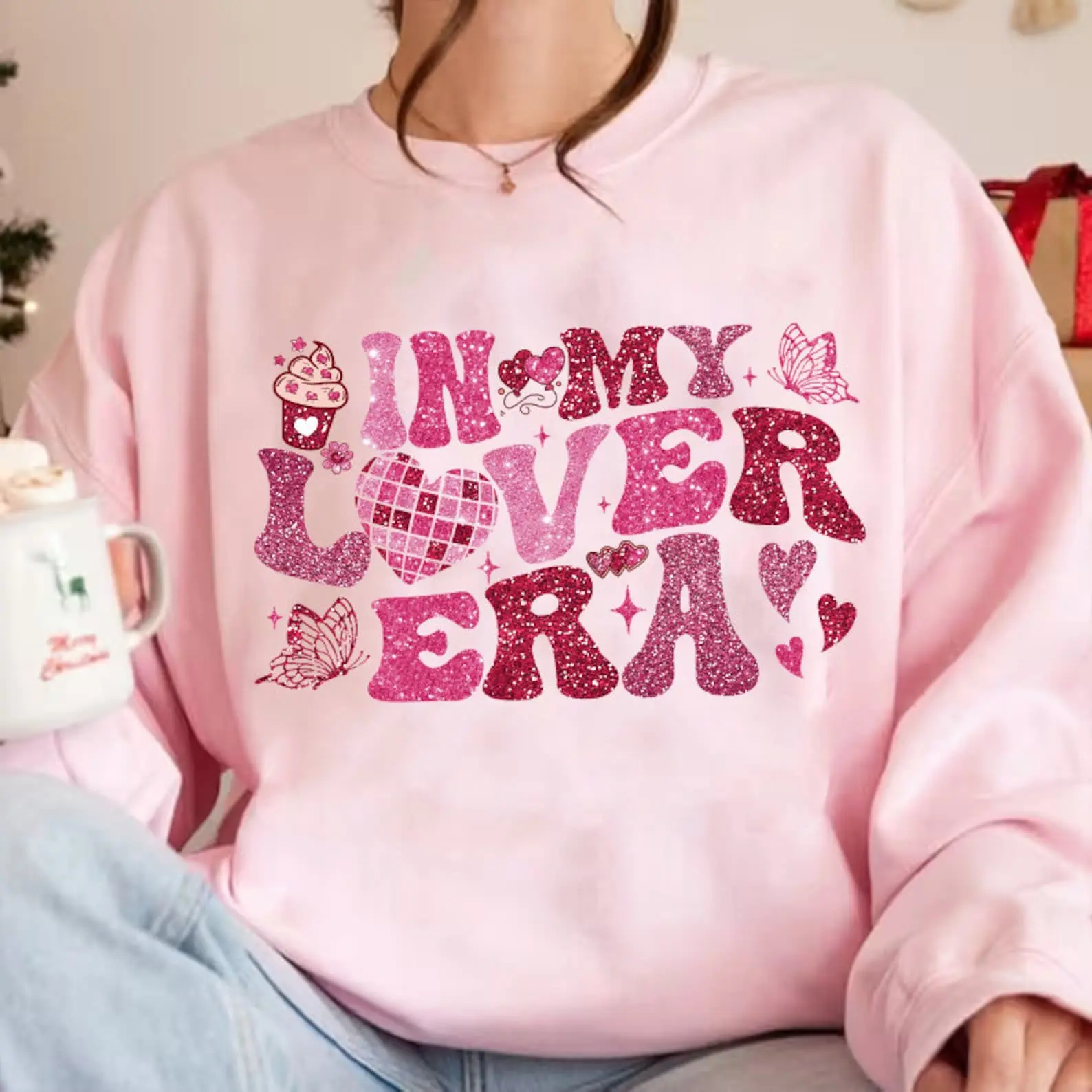 In My Lover Era Sweatshirt FAUX SEQUIN, Heart Valentine Shirt, Valentines Day Sweater, Retro Valentine Sweatshirt, Loved Mama Shirt, Love Vibes Sweater, Happy Valentine Shirt