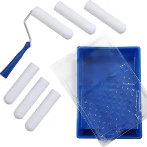 6 Inch Paint Roller Kit with Tray – Small Area Painting Set with Roller Frame & Covers | Smooth Finish Tool for Walls, Cabinets & DIY Projects