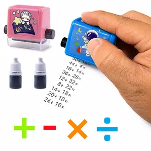 4PCS Smart Math Stamp Set, Reusable Roller Stamp Tools for Addition, Subtraction, Multiplication & Division Practice, Educational Learning Supplies for Students & Classroom