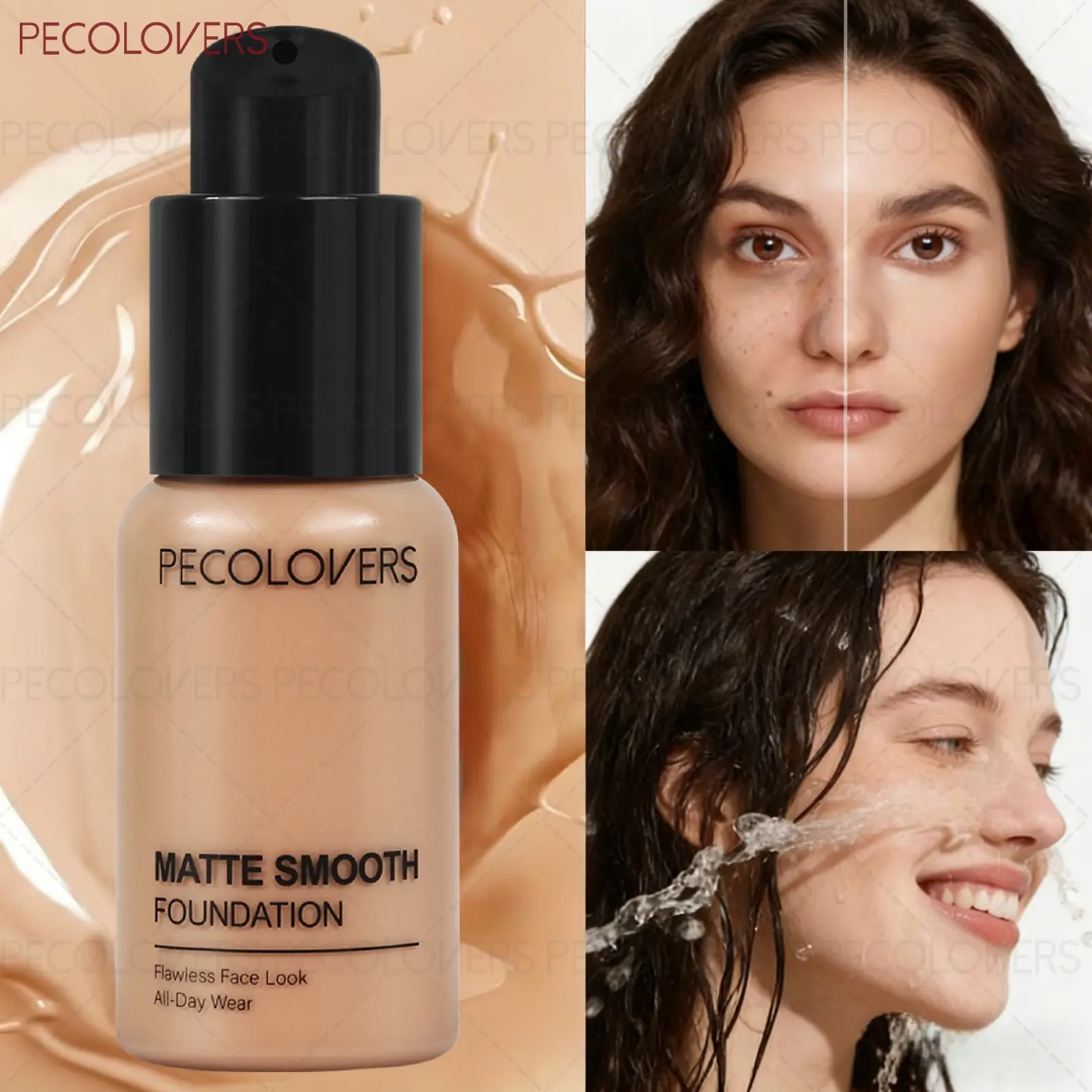 1 Pcs Gentle Liquid Foundation, for All Skin, Hypoallergenic Non-Comedogenic, Lightweight Matte Natural Finish, 24H Long-Lasting Waterproof, Moisturizing for Daily