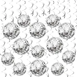 54 count Disco Party Decorations Disco Ball Hanging Swirls 70s Party Hanging Swirls Ceiling Decor for Disco Fever Party 70s Hippie Birthday Party Favors Supplies