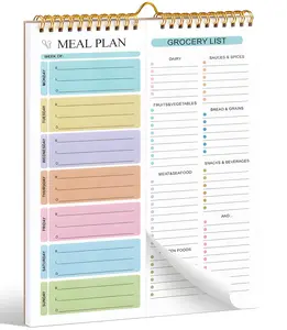 Weekly meal Planner Notebook 8.5"x5.8" – 50 Tear-Off Sheets, DoubleHelix Daily & Weekly Meal & Grocery List Pad, Wall-Mountable Menu Planner for Family, Kitchen Organization & Healthy Eating