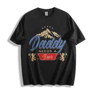 Casual Vintage Style Unisex T-Shirt Daddy Needs A Beer Mountain And Lion Design Summer And Spring Wear Perfect Gift For Dad Or Father Figure