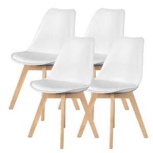 PU Leather Upholstered Dining Chairs with Wood Legs, Set of 4 for Kitchen, Dining, Living Room