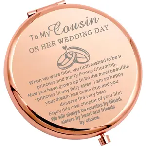 Cousin Wedding Gift Folding Makeup Mirror to My Cousin On Her Wedding Day Gift Bride Gift for Cousin Compact Makeup Mirror,Engraved Pocket Mirror,Portable Mirror Gift for Women
