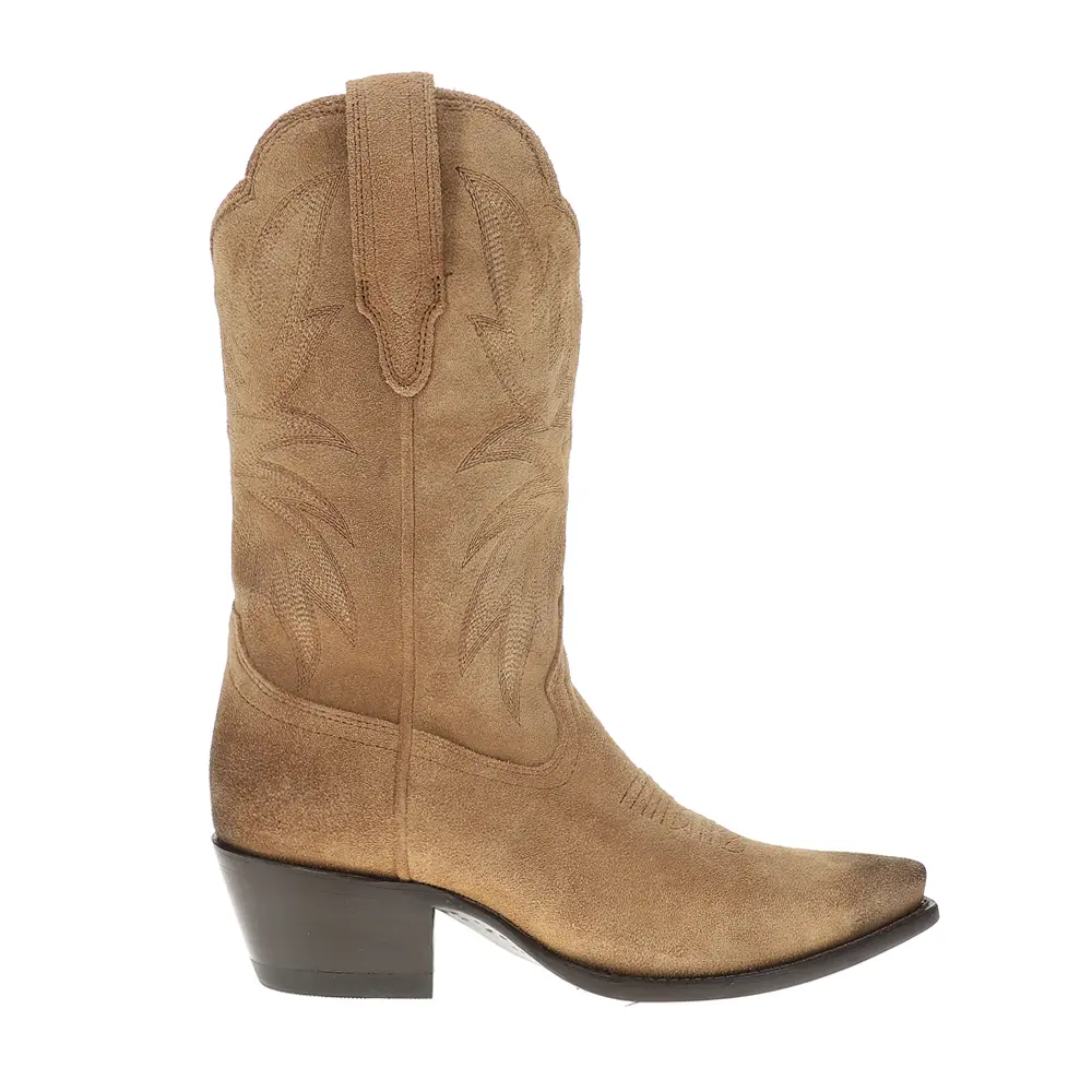 Tecovas Womens The Sadie Embroidered Snip Toe  Casual Boots Mid Calf Low Heel 1-2" - Brown
