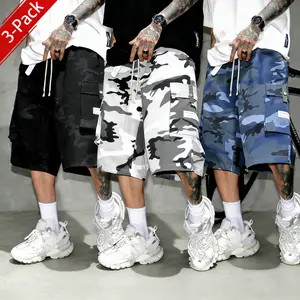 Men’s 3-Pack Camouflage Cargo Shorts — Loose Street Style, Multi-Color Camo, Military-Inspired Wide-Leg Shorts, Retro Hip Hop, Skateboarding Shorts, Urban Techwear, Relaxed Fit, Available in XS–XXXL sizes, Bermuda Shorts, A Summer Essential for Street Fas