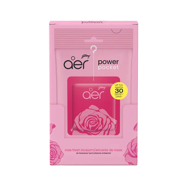 Godrej Aer Power Pocket, Rose Fresh Blossom, Pack of 6