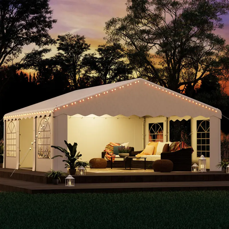 Heavy Duty White Gazebo Party Tent, Removable Sidewall Windows & Storage Bags, Sturdy Outdoor Tent for Events, Weddings & BBQs