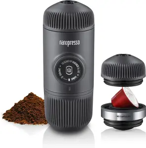 Nanopresso Portable Espresso Maker Bundled with NS Adapter, Compatible with NS Capsules and Ground Coffee, Manually Travel Coffee Machine Set,  for Camping
