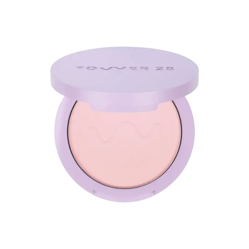 Tower 28 Beauty GetSet™ Pressed Powder - Makeup for Sensitive Skin, Versatile for Various Applications, Talc-Free, Blurring, Brush Honey Matte Translucent
