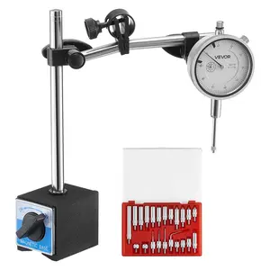 VEVOR Dial Test Indicator with Dual Rod Stand and Storage Case, 0.001 inch Accuracy, 0-1 inch Range, Fine Adjustable Long Arm, Non-Magnetic Centering Rods for Machine Set-Up, Narrow Area Measurement