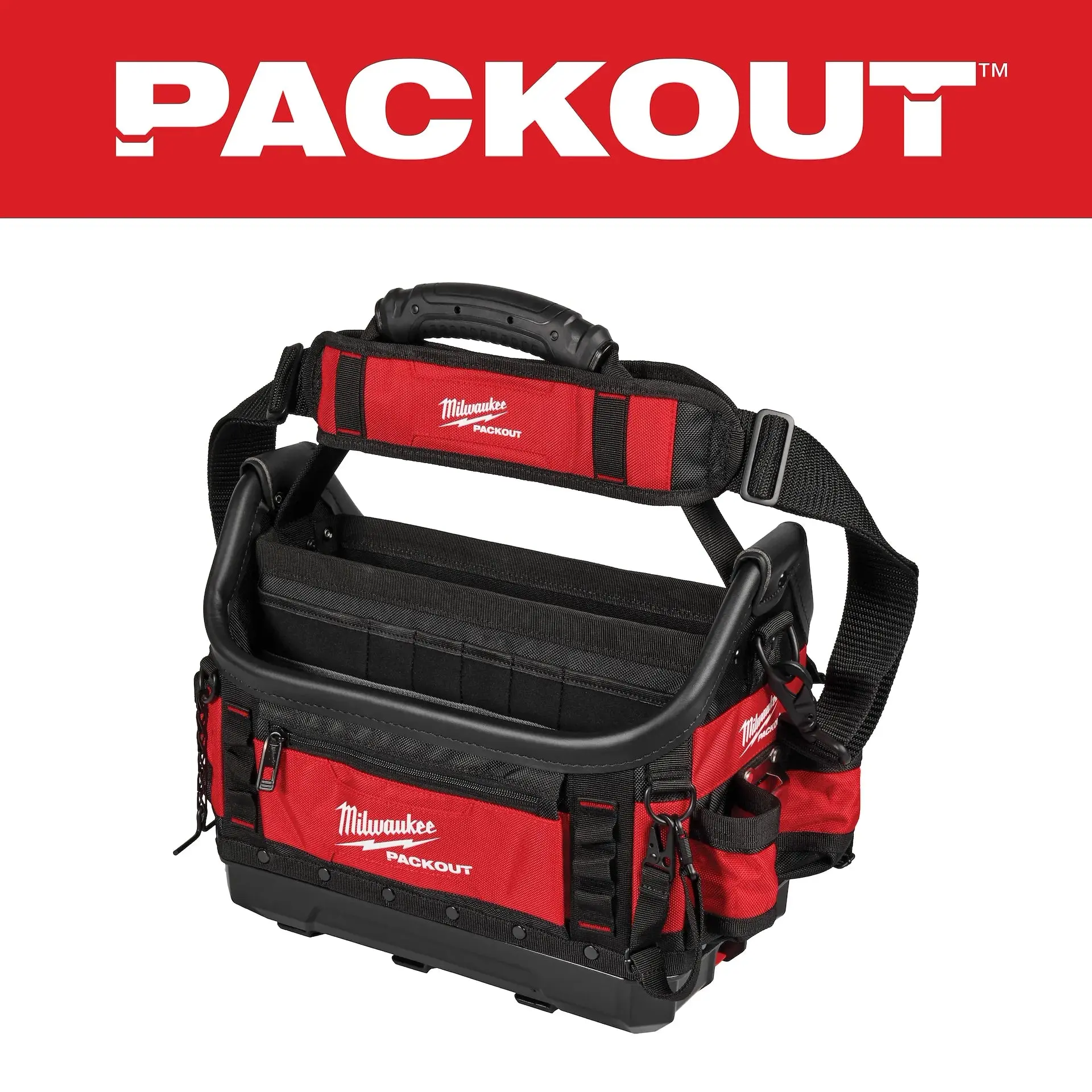 Milwaukee 48-22-8317 PACKOUT 15" Heavy Duty Tool Organizing Bag, Ballistic Impact-Resistant Structured Tote with Shoulder Straps, Heavy Duty Tool Bag