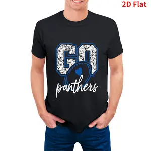 Men's & Women's Heavyweight 180gsm GO Panthers Team Spirit T-Shirt - Panther Head Logo & Bold Graphic Print, Unisex Casual Streetwear Tee for Sports Events, All-Season Comfort, Breathable Short Sleeve