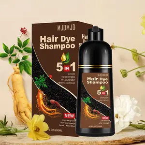 5-in-1 Herbal Hair Dye Shampoo,with Extracts of Fo-Ti And Ginger,Gentle Hydration Without Irritation,Fully Covers Gray Hair,Instantly Coloring,Long-Lasting Results,Suitable for All Hair Types,200 ml