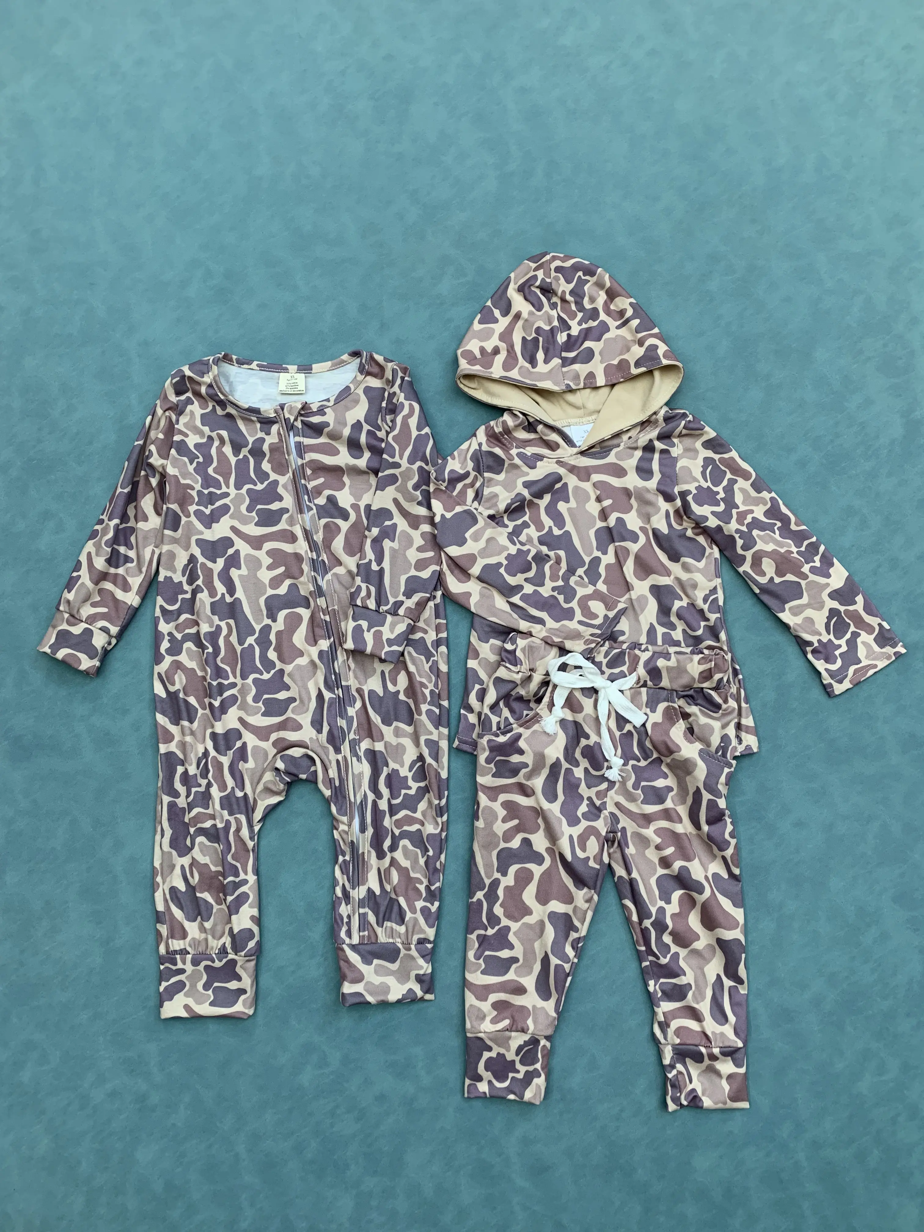 Baby boy camouflage spring fall season matching hoodie set