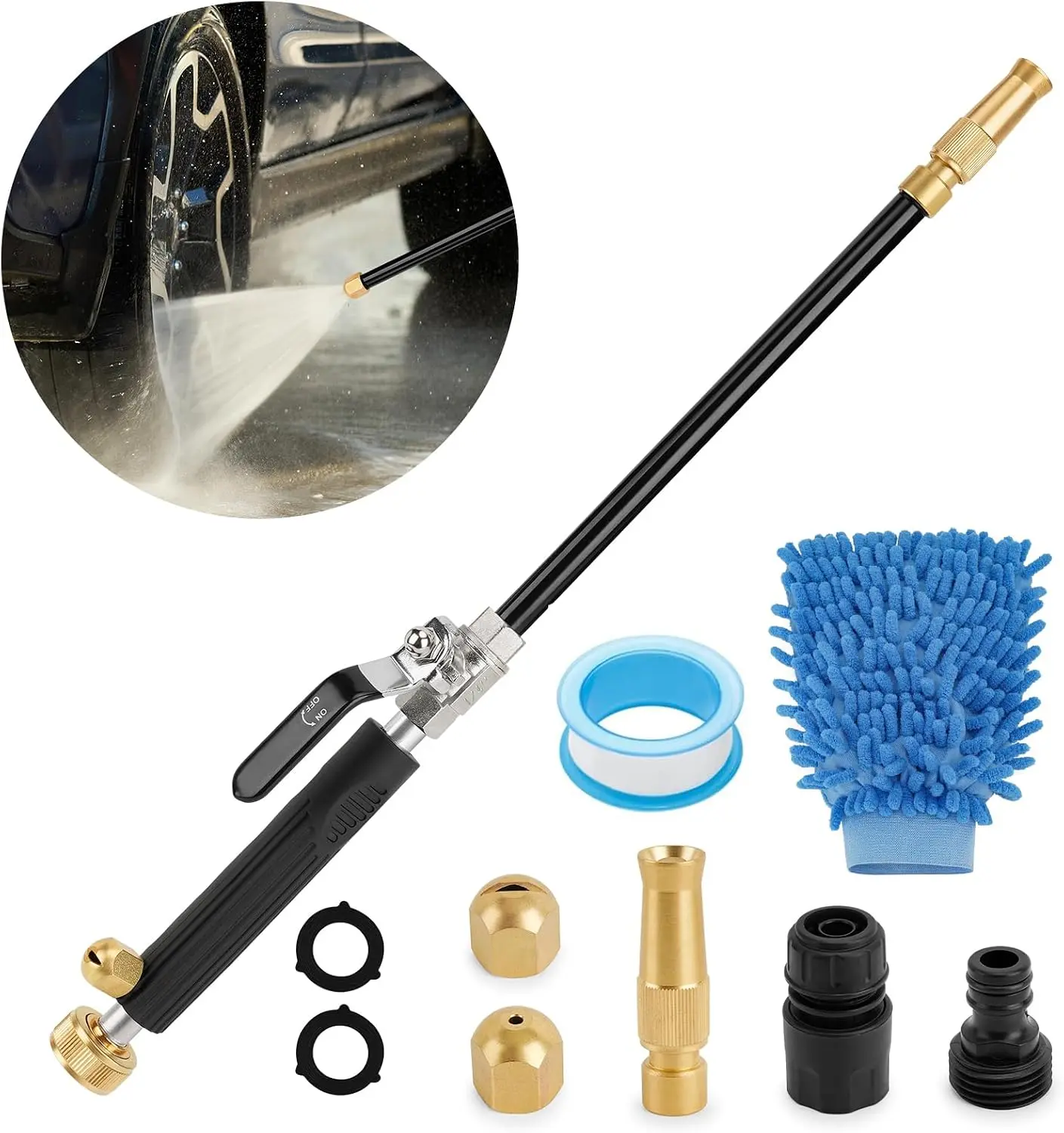 Heavy Duty High Pressure Washer Wand - Concentrated Water Nozzle Attachment for Garden Hose, Fits Concentrated Jet & Water Jet Nozzle Pressure Washers (Ideal for Car & Gutter Cleaning), Concentrated Jet Pressure Washers
